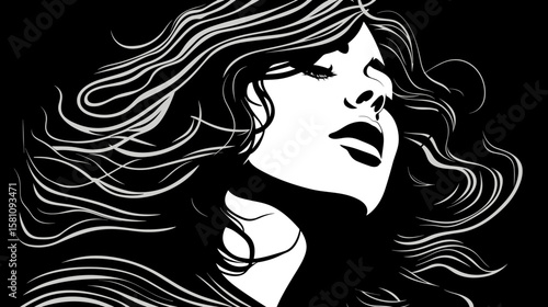 Loneliness and depression. Art representation of a womans emotional distress