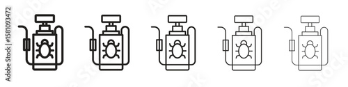 Pesticide icon in thin to bold stroke versions on white background