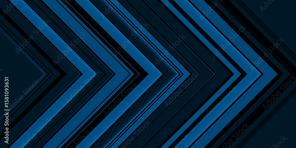 Obraz premium Arrow line design-Abstract line with gradient shape-Modern one directional line pattern for texture, flyer, futuristic, web, decoration, banner, festival-Elegant blue-black seminar background