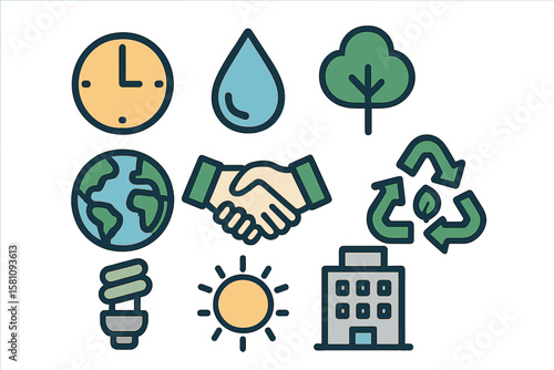 This collection includes 36 ESG icons, covering environmental, social, and governance themes, with an editable stroke and outline style, encompassing topics like governance, climate crisis, and