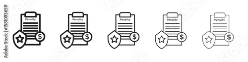 Penalty icon in thin to bold stroke versions on white background