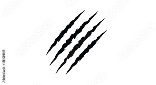 Powerful Claw Marks on White Background Representing Aggression and Strength