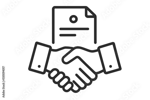 Line icon style commitment meeting agreement. Hand shake for deal contract, partnership, teamwork, business greeting. Simple outline for web app.Vector illustration. Design on White background. EPS
