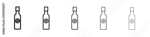 Olive oil icon in thin to bold stroke versions on white background
