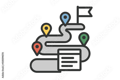 Vector icon of a product roadmap or project development roadmapping available for apps and websites in a flat design