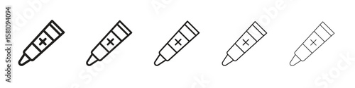 Ointment icon in thin to bold stroke versions on white background