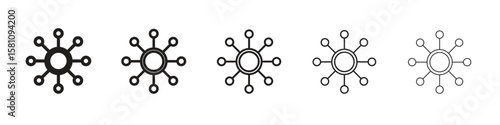 Multichannel icon in thin to bold stroke versions on white background
