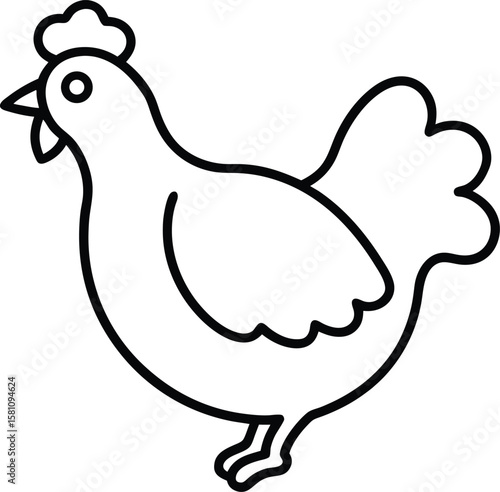 Tempura Chicken Line Sketch on White Background