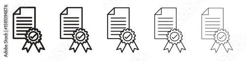 License icon in thin to bold stroke versions on white background