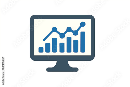 Business analytics features a trendy flat vector Analytics Monitor icon on a transparent background