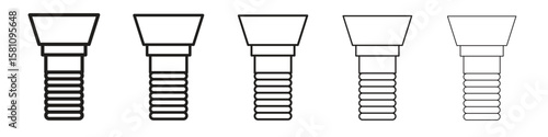 Implant Fixture icon in thin to bold stroke versions on white background
