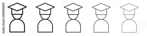 Graduated icon in thin to bold stroke versions on white background