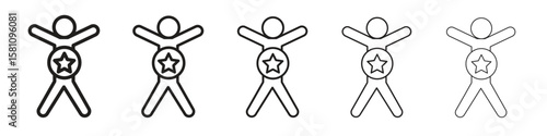 Good human icon in thin to bold stroke versions on white background