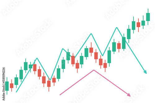 Vector illustration of a financial market abstract background featuring a  market or forex trading graph and chart