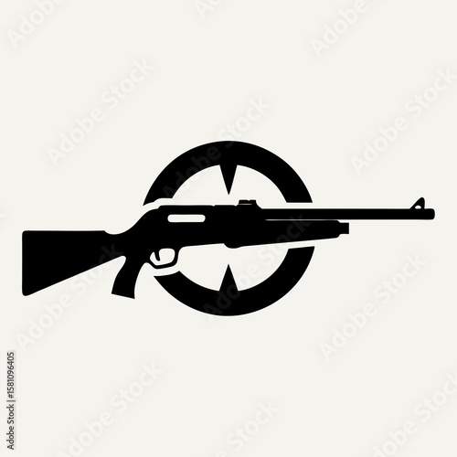 Isolated vector illustration of a black and white automatic weapon with a trigger and barrel