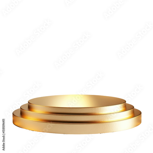 Gold podium spotlight lighting, gold podium illuminated by bright spotlight lighting, isolated on transparent background