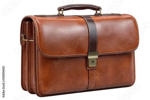 Wallpaper Mural Classic tan leather briefcase with brass hardware and dark brown strap isolated on transparent background Torontodigital.ca