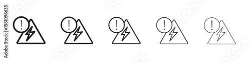 Electric Problem icon in thin to bold stroke versions on white background