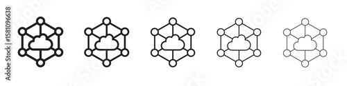 edge computing icon in thin to bold stroke versions on white background