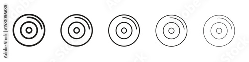 DVD icon in thin to bold stroke versions on white background