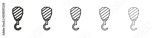 Crane icon in thin to bold stroke versions on white background