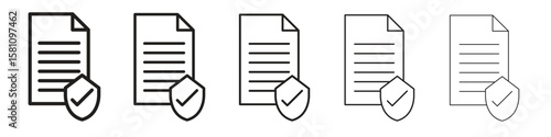 Contract coverage icon in thin to bold stroke versions on white background