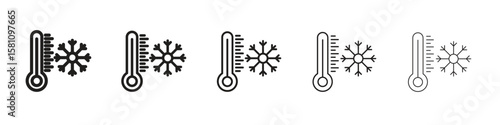 Cold icon in thin to bold stroke versions on white background