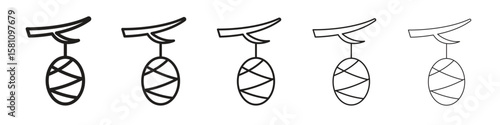 Cocoon icon in thin to bold stroke versions on white background