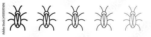 Cockroach icon in thin to bold stroke versions on white background