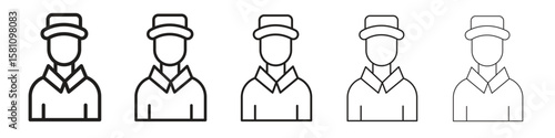 Cashier icon in thin to bold stroke versions on white background