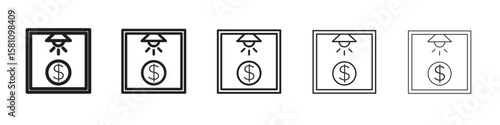 Business incubator icon in thin to bold stroke versions on white background