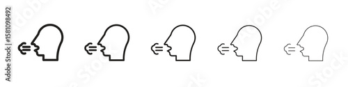 Breath icon in thin to bold stroke versions on white background
