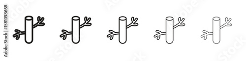 Blood vessel icon in thin to bold stroke versions on white background