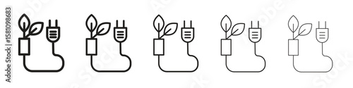 Biomass energy icon in thin to bold stroke versions on white background