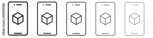 Ar apps icon in thin to bold stroke versions on white background