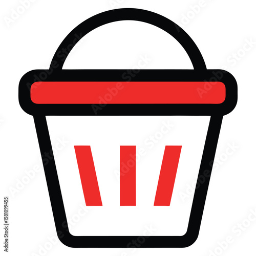 Laundry basket with handles icon vector design. Plastic hamper on white background