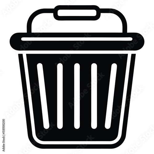 Laundry basket with handles icon vector design. Plastic hamper on white background
