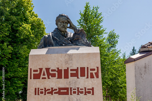 Monument of Louis Pasteur in Jura, France. Outdoor Historical Statue.
