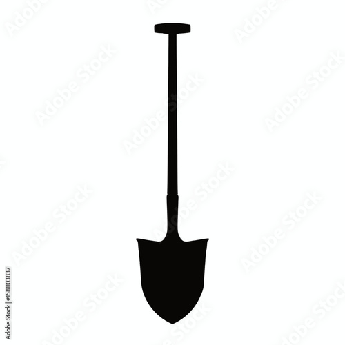 Round Point Shovel Vector Art - Ideal for Digging, Scooping, and Moving Loose Materials