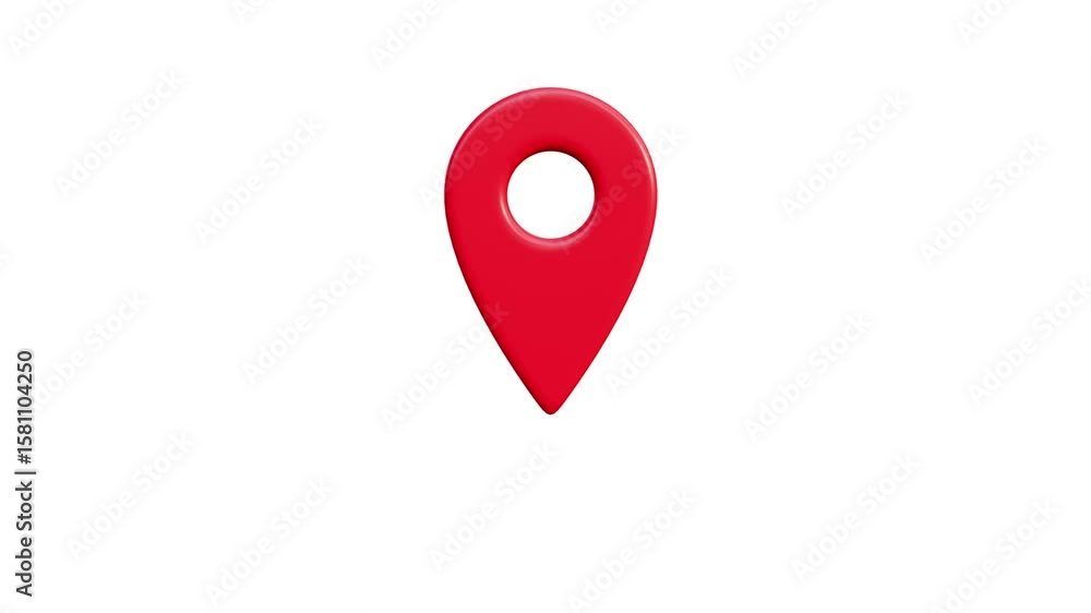 3d Animation of Red location pin. location pin on a colorful map background, GPS location pointer animated icon. map, and travel planning featuring red marker pins.