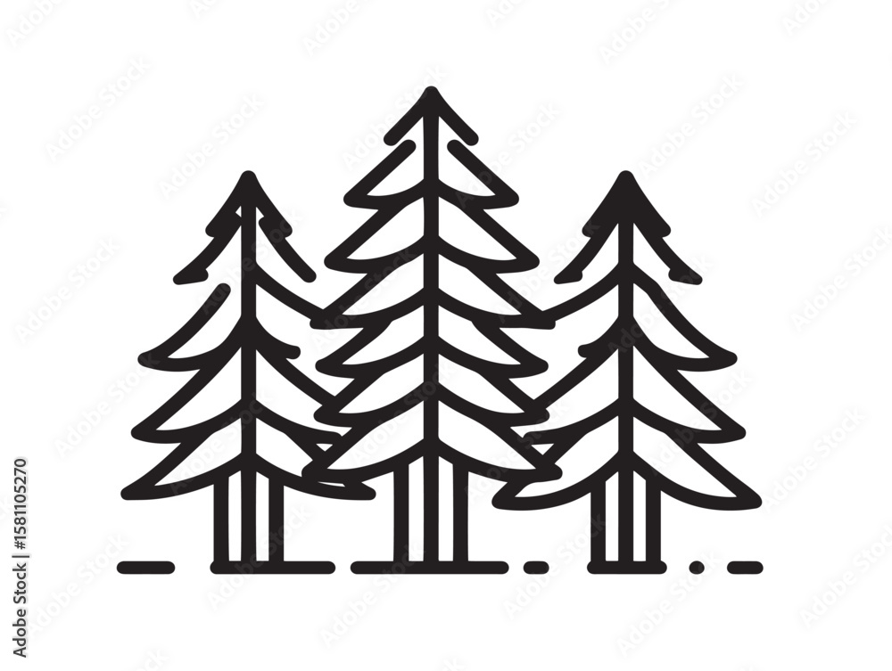 Fototapeta premium Nature forest tree icon in elegant line design