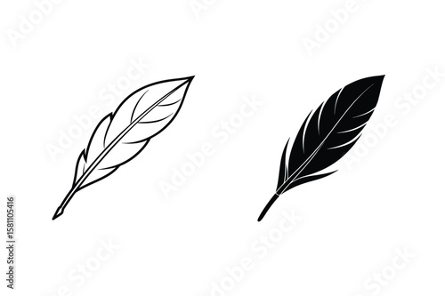 Black and white feather illustrations quill writing