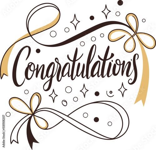 Golden Congratulations Calligraphy Typography with Sparkles