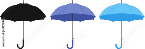 Umbrellas in different colors for weather protection during rainy days