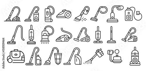 Vacuum Cleaner and Cleaning icon set, vector illustration