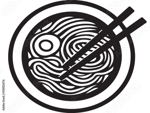 Minimal ramen bowl vector icon for food design