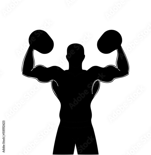 Silhouette icon vector set of gym and fitness elements in modern minimal style, featuring workout poses, dumbbells, bodybuilding, weightlifting, and exercise equipment for health and sports designs

