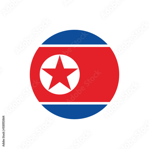 Free Download North Korea flag round button vector. North Korea national flag icon badge for independence day celebration PNG on transparent background. - GFXLoad