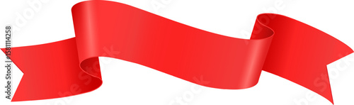Shiny red ribbon gracefully waving and floating in the air, providing ample copy space for personalized text or design elements, all set against a clean white background