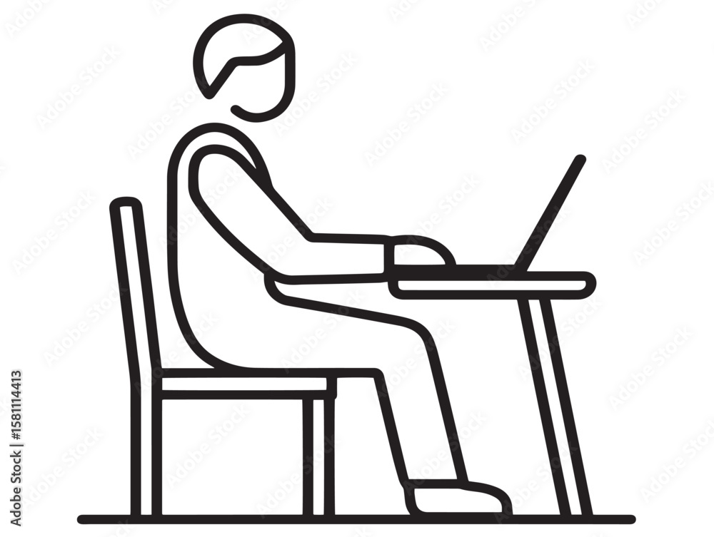 Fototapeta premium Work from home icon in clean vector illustration